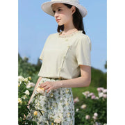 chic floral short sleeve T-shirt, view 3 - MRSLM