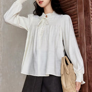 women's ruffle collar long sleeve blouse, view 5 - MRSLM