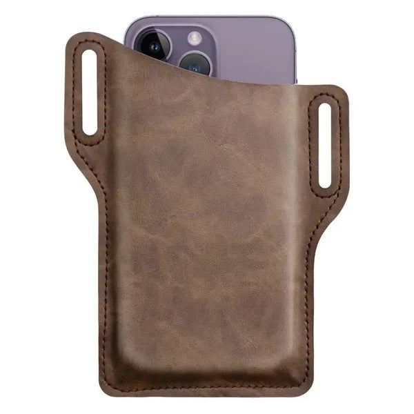 men's leather phone belt pouch, view 2 - MRSLM