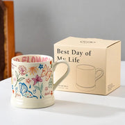 370ml French flower printed ceramic mug, view 7 - MRSLM
