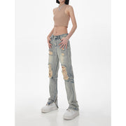 High waist ripped straight jeans for women, view 6 - MRSLM