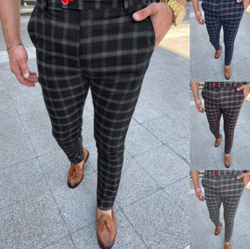 men's business checked casual pants - MRSLM