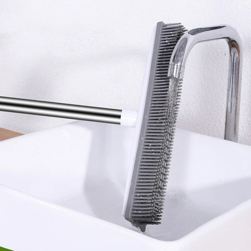 Rubber broom and carpet rake with squeegee, view 3 - MRSLM