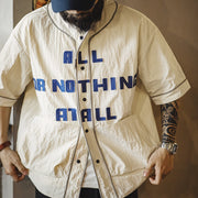 Retro baseball collar short sleeve shirt - MRSLM
