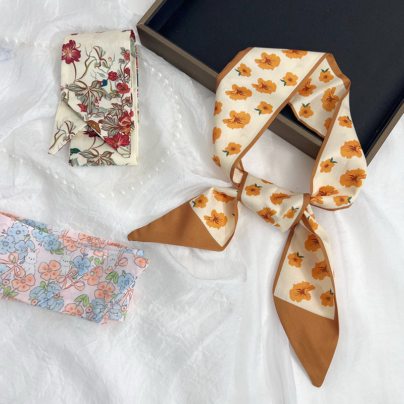 satin-feel ribbon hair ties and scarf set, view 4 - MRSLM