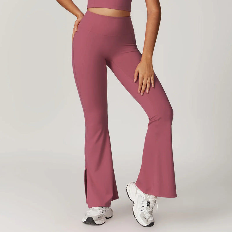 high waist flared yoga pants, view 5 - MRSLM