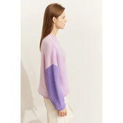 minimalist spliced knitted top for women, view 8 - MRSLM