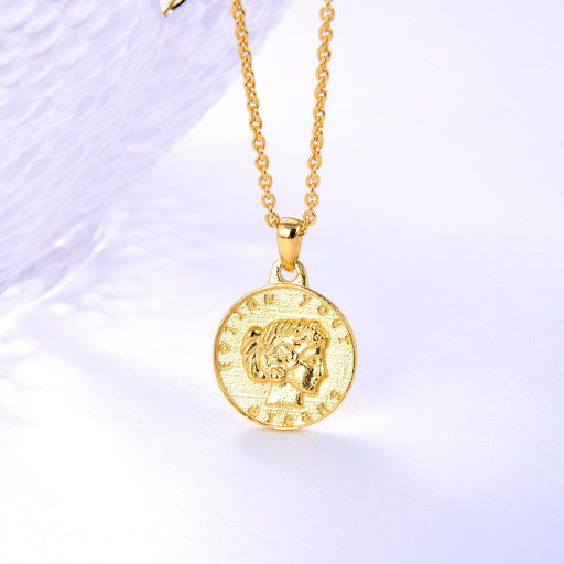 Princess head coin gold plated necklace - MRSLM