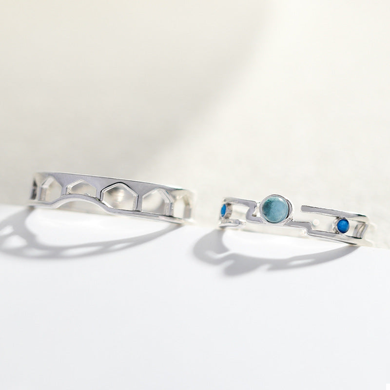 couple sterling silver rings pair, view 2 - MRSLM