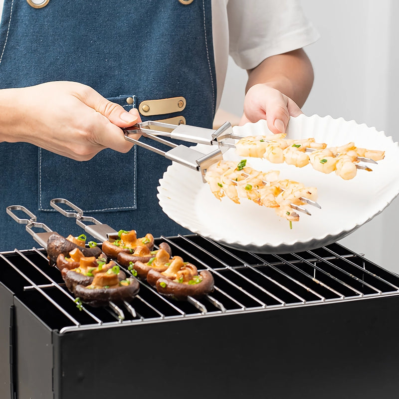 stainless steel semi-automatic bbq grill forks, view 10 - MRSLM