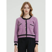 purple knit cardigan, view 5 - MRSLM