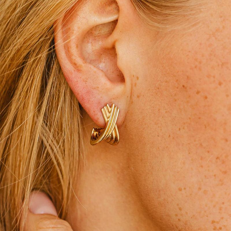 gold plated X-shaped earrings, view 4 - MRSLM