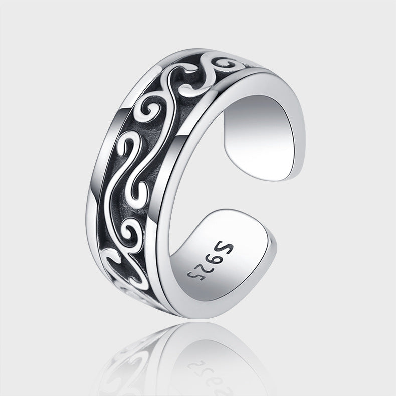 retro dark thorn silver ring - MRSLM