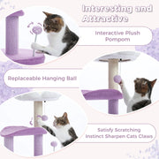 small purple flower cat tree with condo, view 7 - MRSLM