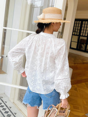women's embroidered cotton long sleeve shirt, view 6 - MRSLM
