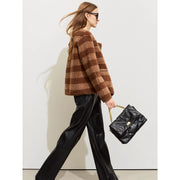 color block wool fleece coat for women, view 5 - MRSLM