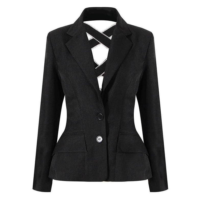 diamond bow tie women's blazer, view 3 - MRSLM