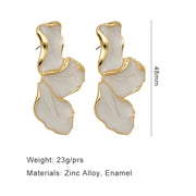 zinc alloy cream enamel petal earrings, view 8 - MRSLM
