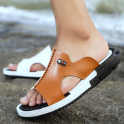 men's casual leather flip flops, view 5 - MRSLM