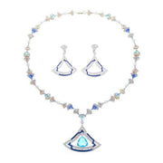 triangle zircon necklace and earring set, view 9 - MRSLM