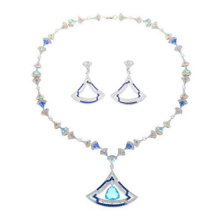 Women's Triangle Micro-set Zircon Necklace Earring Set