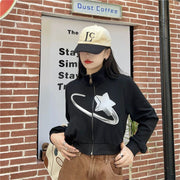 retro star cropped black sweater - MRSLM