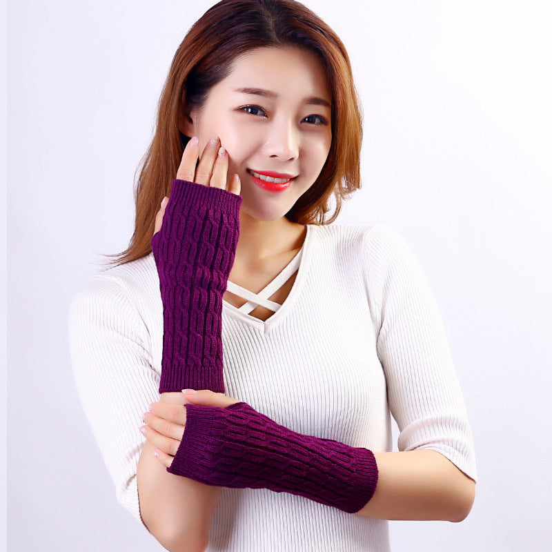 Woolen twisted half finger gloves, view 5 - MRSLM