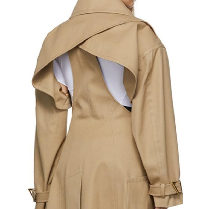 high-waist hollow-out trench coat, view 6 - MRSLM