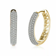 18k gold plated sterling silver zircon hoop earrings, view 5 - MRSLM