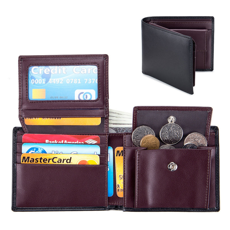 men's short trifold leather wallet, view 8 - MRSLM