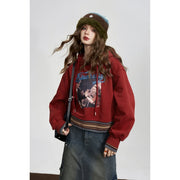 red fleece hoodie for women, view 3 - MRSLM