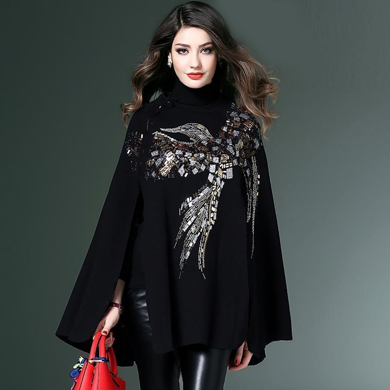 women's thick pullover sweater cloak, view 5 - MRSLM