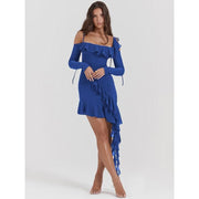 backless ruffle mini dress, view 5 - MRSLM