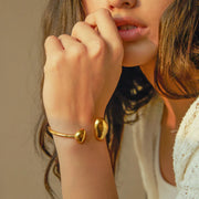 gold plated irregular open bangle, view 3 - MRSLM