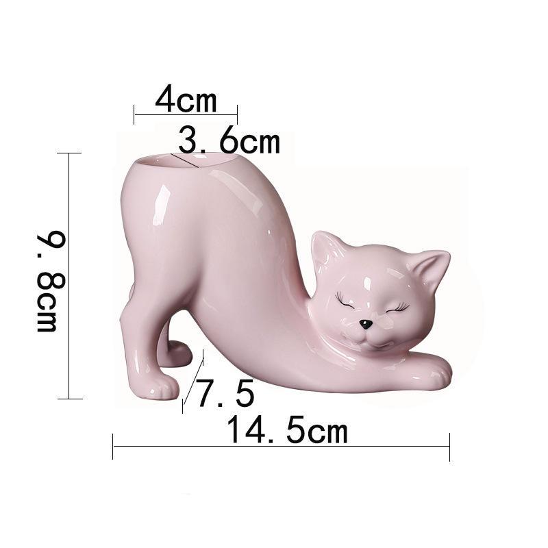 cat tail porcelain flower pot, view 4 - MRSLM