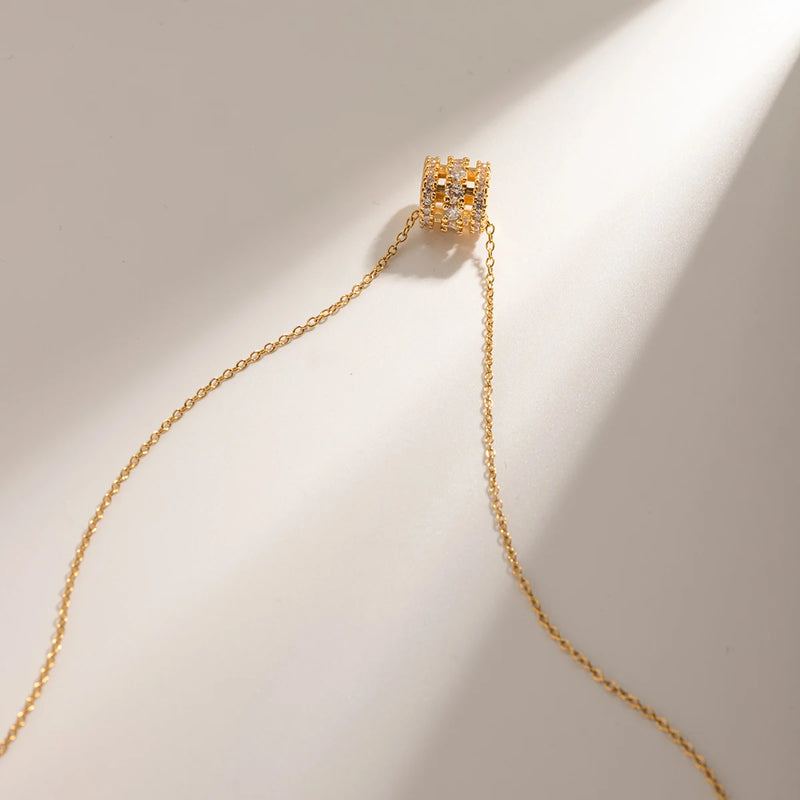 18k gold plated zircon pendant necklace, view 5 - MRSLM