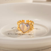 Adjustable stainless steel heart ring with shell beads, view 6 - MRSLM