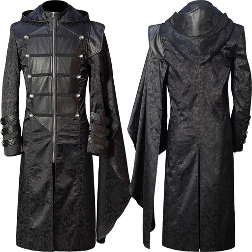 black stand collar punk gothic cape coat - MRSLM