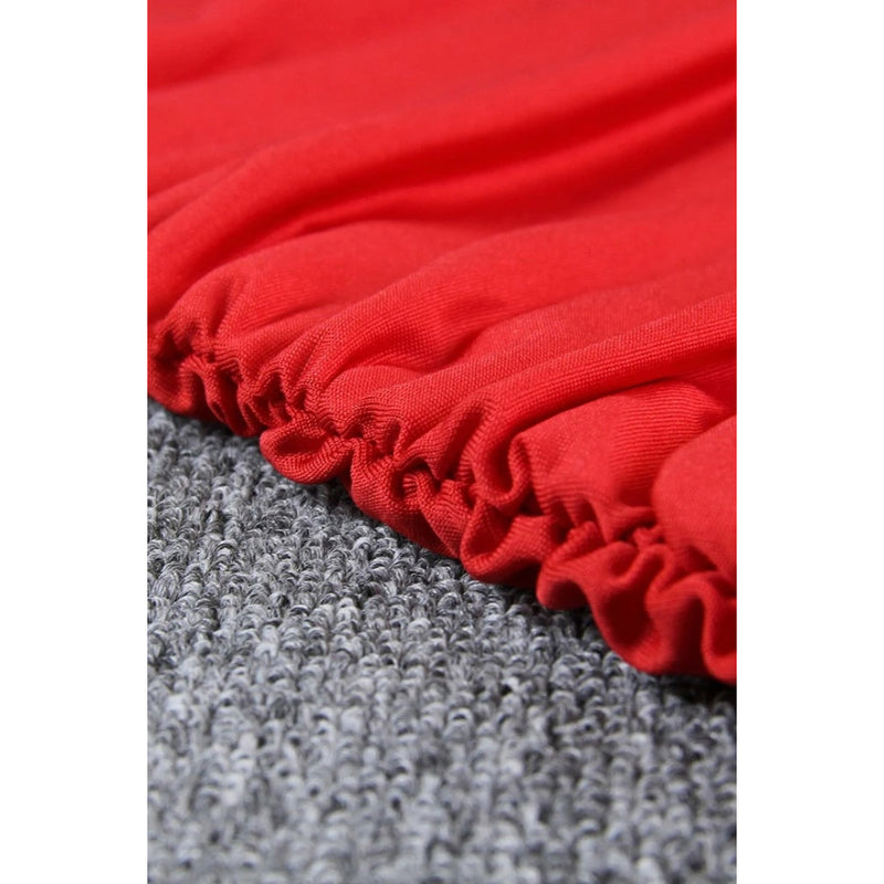 ruffle v-neck halter mini dress, view 7 - MRSLM