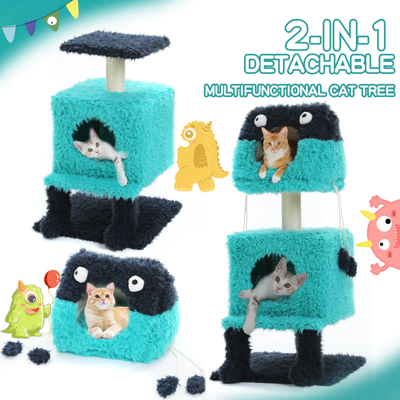 monster-themed cat tree tower, view 4 - MRSLM