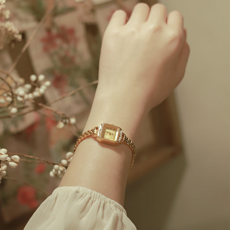 Women's square copper strip antique watch, view 3 - MRSLM