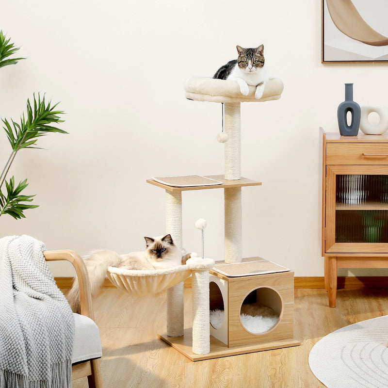 Modern cat tree tower, view 3 - MRSLM