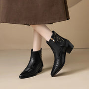 women's leather ankle boots side zipper, view 6 - MRSLM