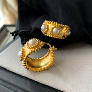 matte circle mother-of-pearl earrings, view 3 - MRSLM
