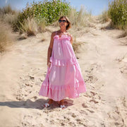 women's ruffled cotton summer dress, view 4 - MRSLM