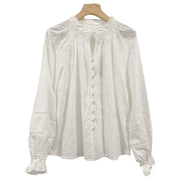 women's embroidered cotton long sleeve shirt, view 2 - MRSLM