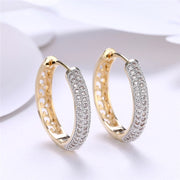 18k gold plated sterling silver zircon hoop earrings, view 4 - MRSLM