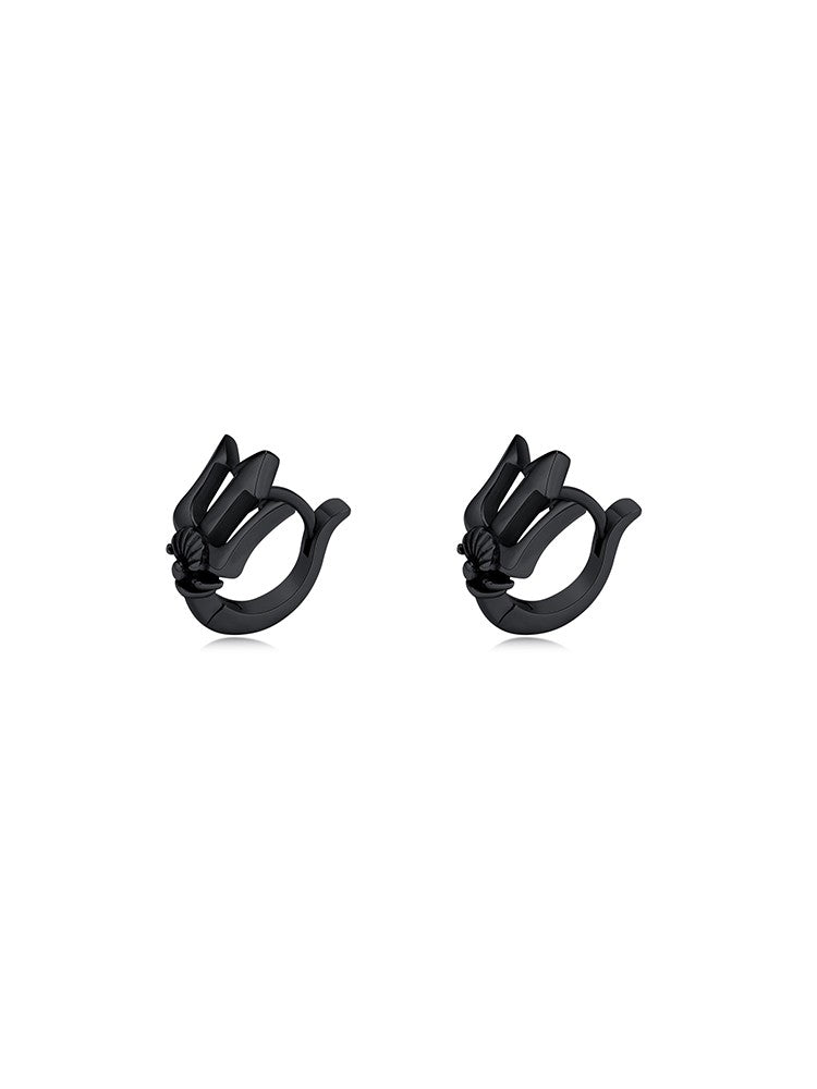 titanium steel trident earrings, view 3 - MRSLM