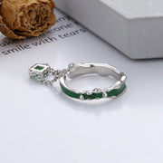 sterling silver green glaze chain zircon ring, view 5 - MRSLM