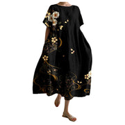 women's round neck 3D print dress, view 2 - MRSLM